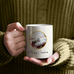 Meowy Kerst & Polkadots Patroon Kat Foto Koffiemok