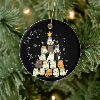 Meowy Kerst Vrolijke Kat Boom Keramisch Ornament