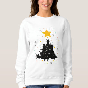 Meowy kerstboom, grappige kat kerstboom trui