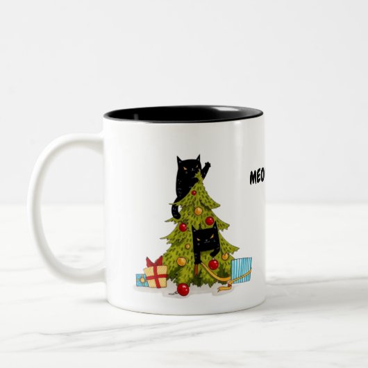 Meowy Kerstboom Zwarte Mok katten (Links)