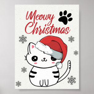 Meowy Kerstcute Cat Poster