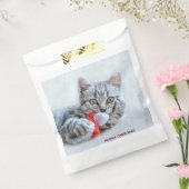 Meowy Kerstcute Gray Tabby Cat Bedankzakje (Gezegeld)