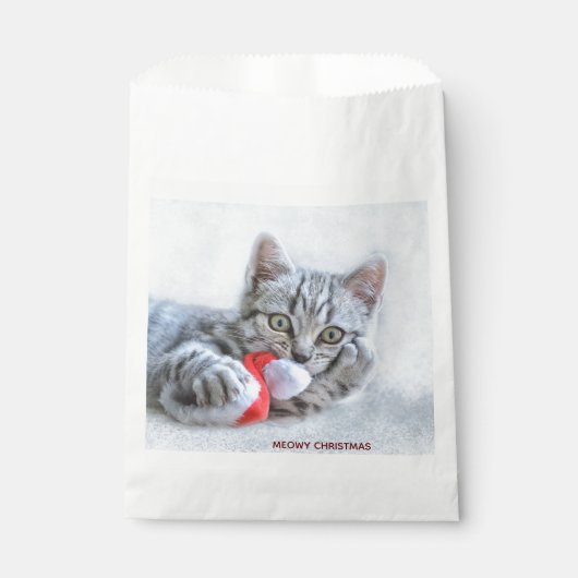 Meowy Kerstcute Gray Tabby Cat Bedankzakje (Voorkant)