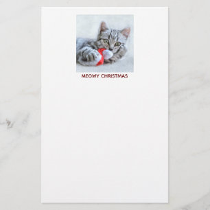 Meowy Kerstcute Gray Tabby Cat Briefpapier
