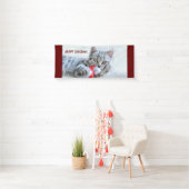 Meowy Kerstcute Gray Tabby Cat Spandoek (Insitu)