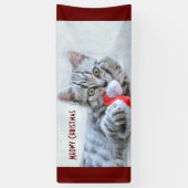 Meowy Kerstcute Gray Tabby Cat Spandoek (Verticaal)