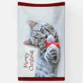 Meowy Kerstcute Gray Tabby Cat Spandoek (Verticaal)