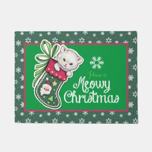 Meowy kerstdeur Mat red en green (Voorkant)