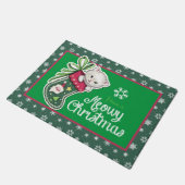 Meowy kerstdeur Mat red en green (Schuin)