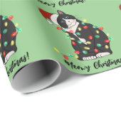 Meowy Kerstfeest Funny Cat Lovers Holiday Cadeaupapier (Rol Hoek)