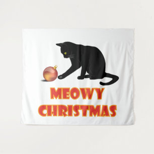 Meowy Kerstfeest Funny Cat Wandkleed