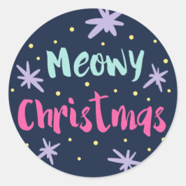Meowy Kerstfeestdag stickers | Munt Roze