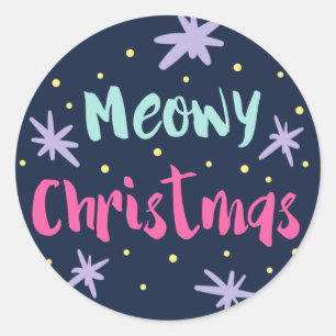 Meowy Kerstfeestdag stickers Munt Roze