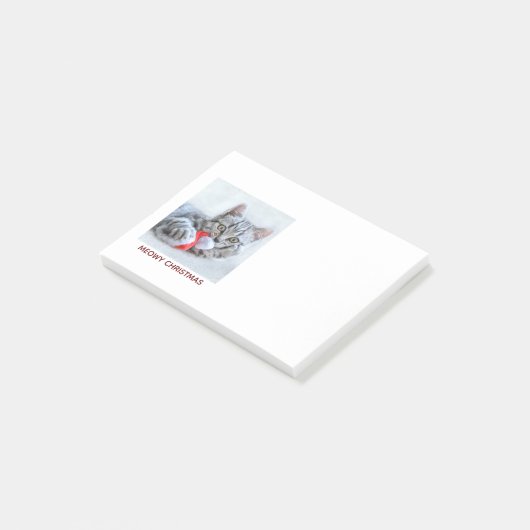 Meowy kerstgrijs tablet post-it® notes (Schuin)