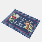 Meowy KerstHappy Reindededeur Mat blauw (Schuin)