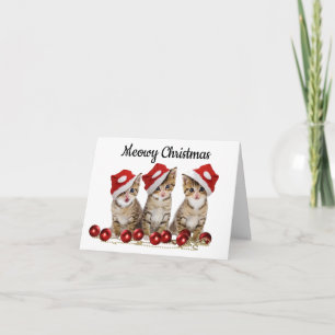 Meowy kerstkaart voor kattenbroodjes feestdagen kaart