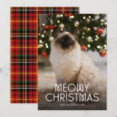 Meowy kerstkat foto feestdagenkaart (Voorkant / Achterkant)
