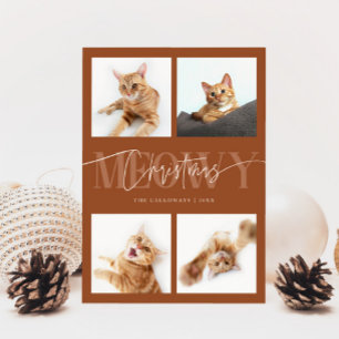 Meowy Kerstkat Foto's Terracotta Kerstmis Feestdagenkaart