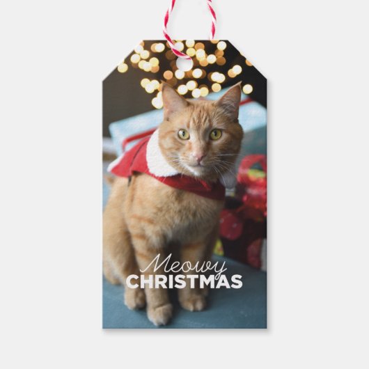 Meowy kerstkat Gift Label Cadeaulabel (Voorkant)