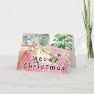 Meowy kerstkat in Londen Bedankkaart