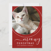 Meowy Kerstkat Kitten Foto Rood en Wit (Voorkant)
