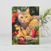 Meowy kerstkat met kerstmis feestdagenkaart (Staand voorkant)