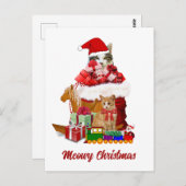 Meowy Kerstkats Holiday Briefkaart (Voorkant / Achterkant)