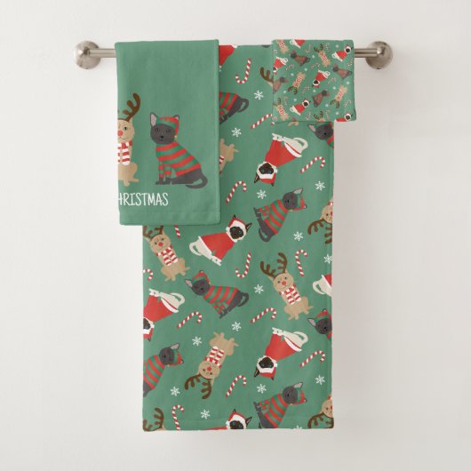 Meowy kerstkatten bad handdoek (Insitu)