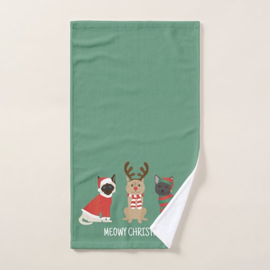 Meowy kerstkatten bad handdoek (Handdoek)