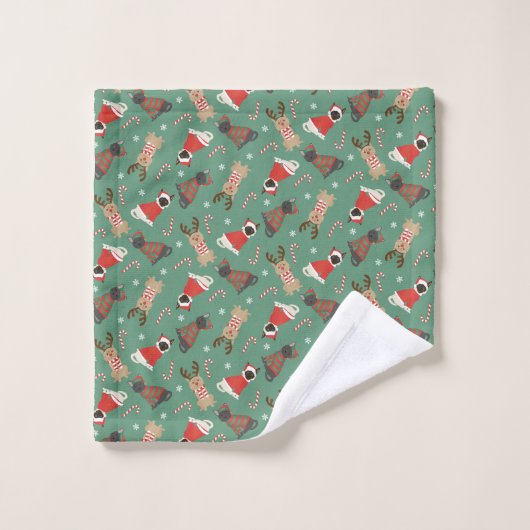 Meowy kerstkatten bad handdoek (Wasdoekje)