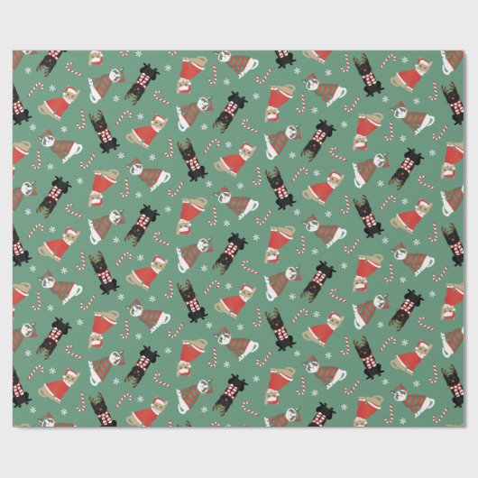 Meowy kerstkatten cadeaupapier (Vlak)