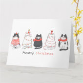 Meowy kerstkatten kaart (Gele Bloem)