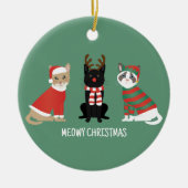 Meowy kerstkatten keramisch ornament (Voorkant)