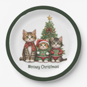 Meowy kerstkatten papieren bordje