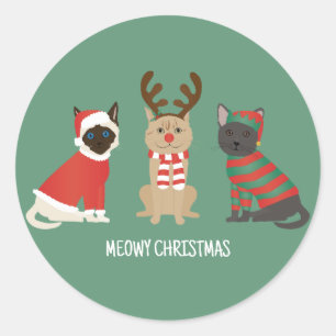 Meowy kerstkatten ronde sticker