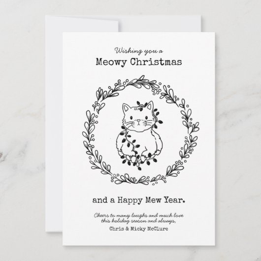 Meowy kerstkleur Uw eigen kat in licht Feestdagenkaart (Voorkant)