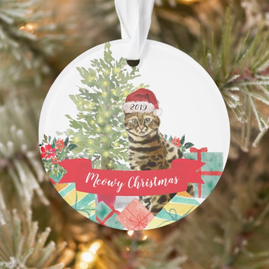 Meowy Kerstmis Bengal Cat Ornament (Boom)
