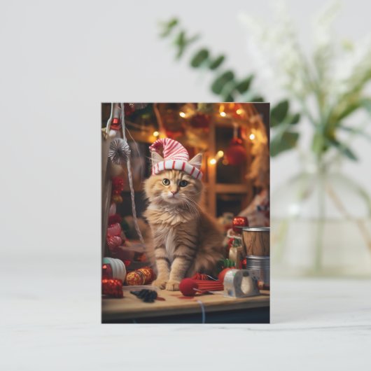 Meowy Kerstmis! Briefkaart (Staand voorkant)