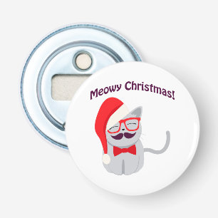 Meowy Kerstmis! Button Flesopener