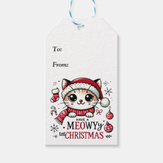 Meowy Kerstmis Cadeaulabel