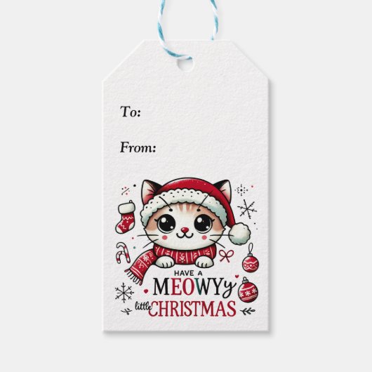 Meowy Kerstmis Cadeaulabel (Voorkant)