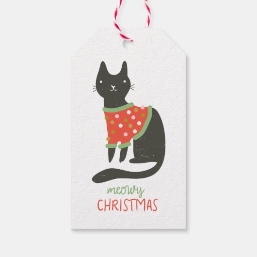 Meowy Kerstmis Cadeaulabel (Achterkant)