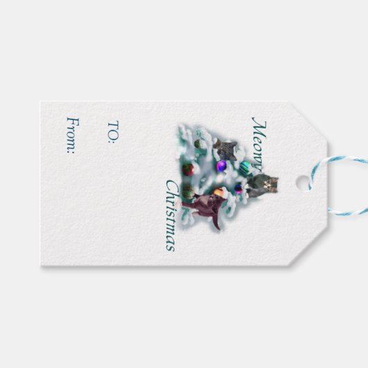 Meowy Kerstmis Cadeaulabel (Voorkant (Horizontaal))