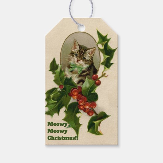 Meowy Kerstmis Cadeaulabel (Voorkant)