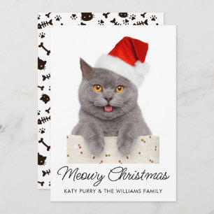Meowy Kerstmis Cute Cat Holiday Aangepaste Fotokaa Kaart