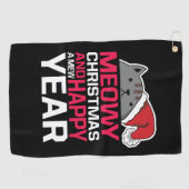 Meowy Kerstmis en Happy Nieuwjaar Golfhanddoek (Horizontaal)