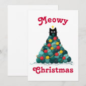 Meowy Kerstmis Feestdagenkaart (Voorkant / Achterkant)