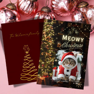 Meowy kerstmis feestdagenkaart