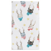 'Meowy Kerstmis'-feestkat in Antlers Patroon Klein Cadeauzakje (Achterkant)