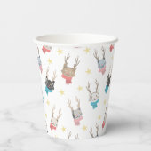 'Meowy Kerstmis'-feestkat in Antlers Patroon Papieren Bekers (Achterkant)
